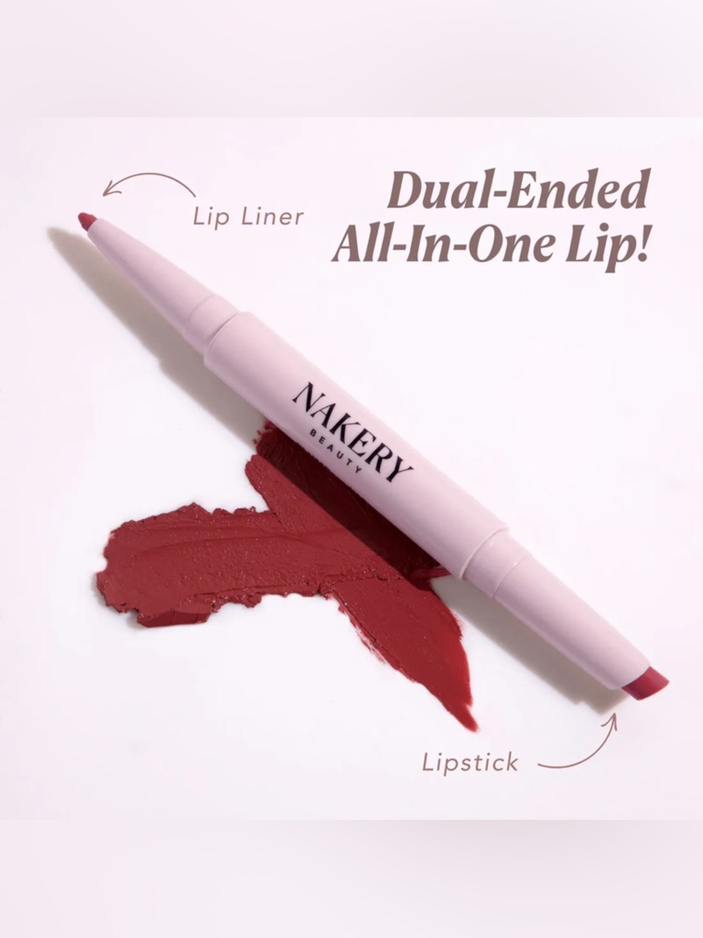 NAKERY BEAUTY Dual ended No-Sting plumping lipstick & lip liner w/ collagen